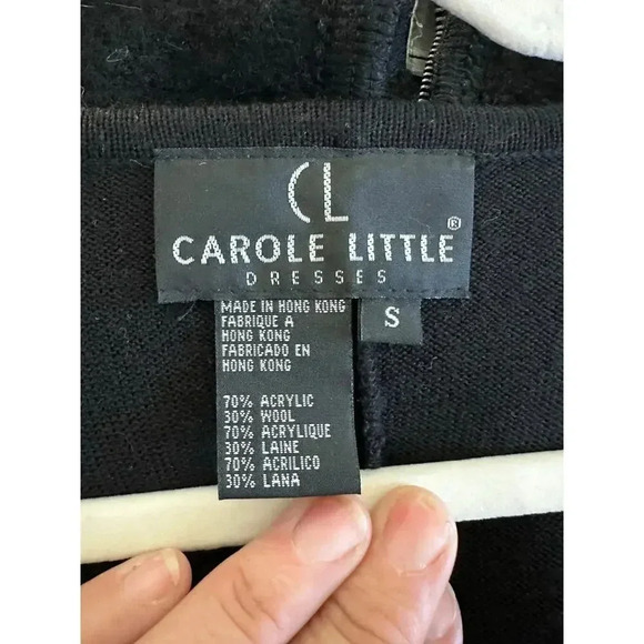 Carole Little Black Wool Blend Embroidered Bodycon Dress Size S - Picture 5 of 7